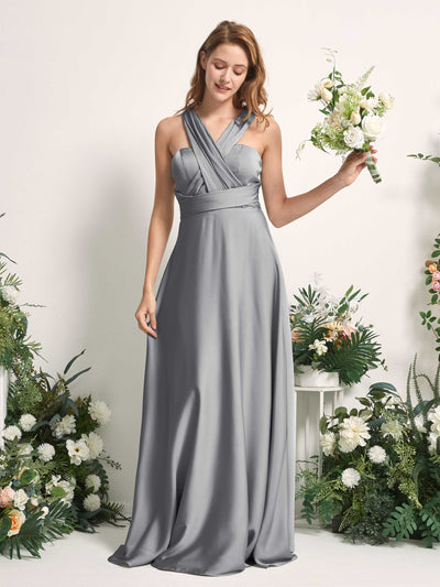 Carlyna Vestido línea A cuello de corazón hasta el suelo dama de honor Gris Acero #color_gris-acero