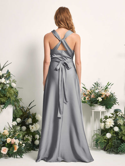 Carlyna Vestido línea A cuello de corazón hasta el suelo dama de honor Gris Acero #color_gris-acero