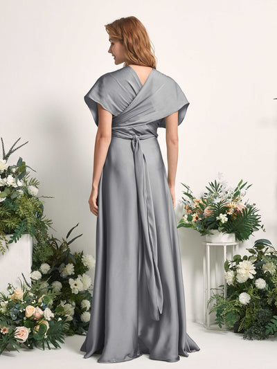 Carlyna Vestido línea A cuello de corazón hasta el suelo dama de honor Gris Acero #color_gris-acero