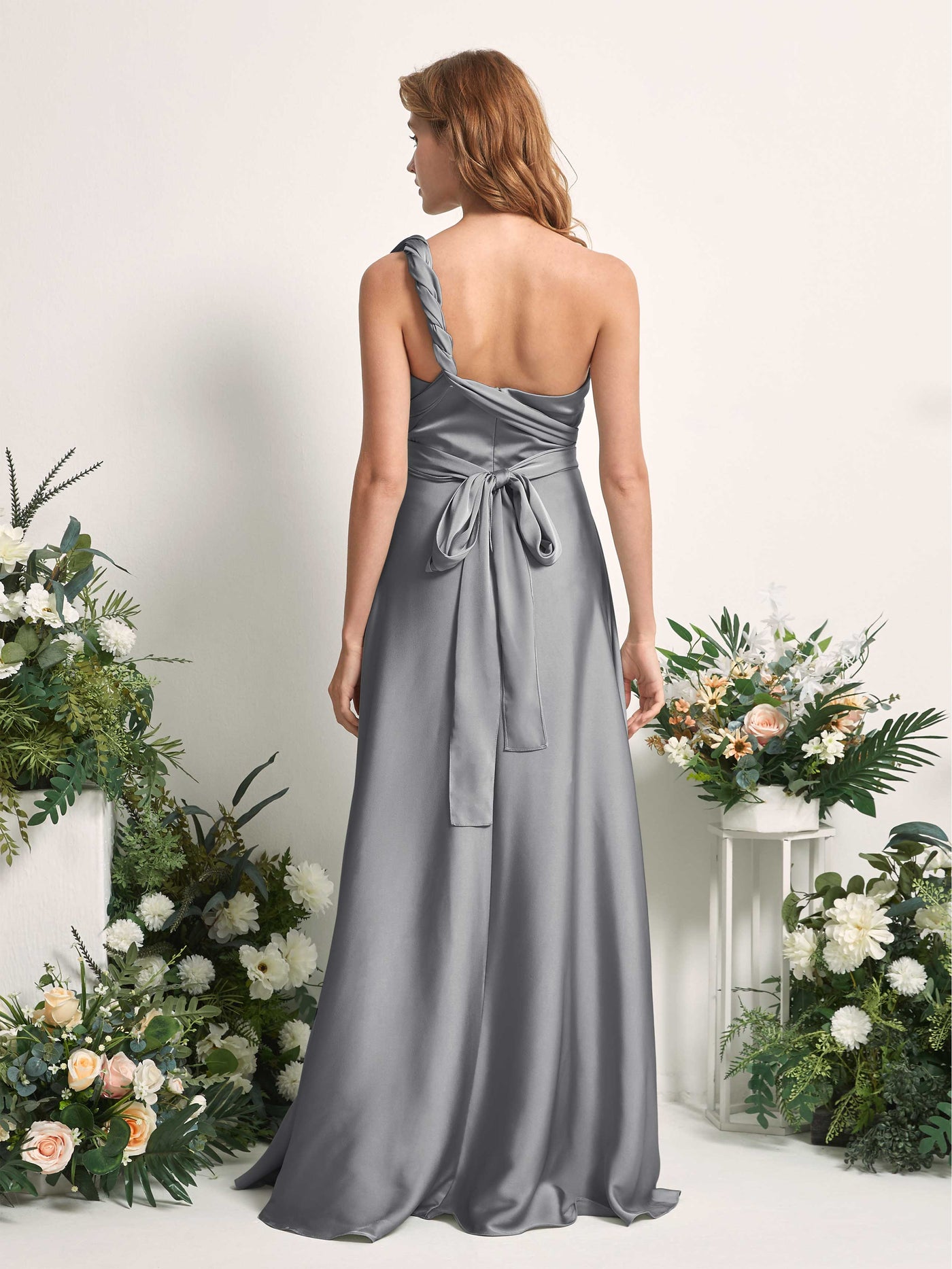 Carlyna Vestido línea A cuello de corazón hasta el suelo dama de honor Gris Acero #color_gris-acero