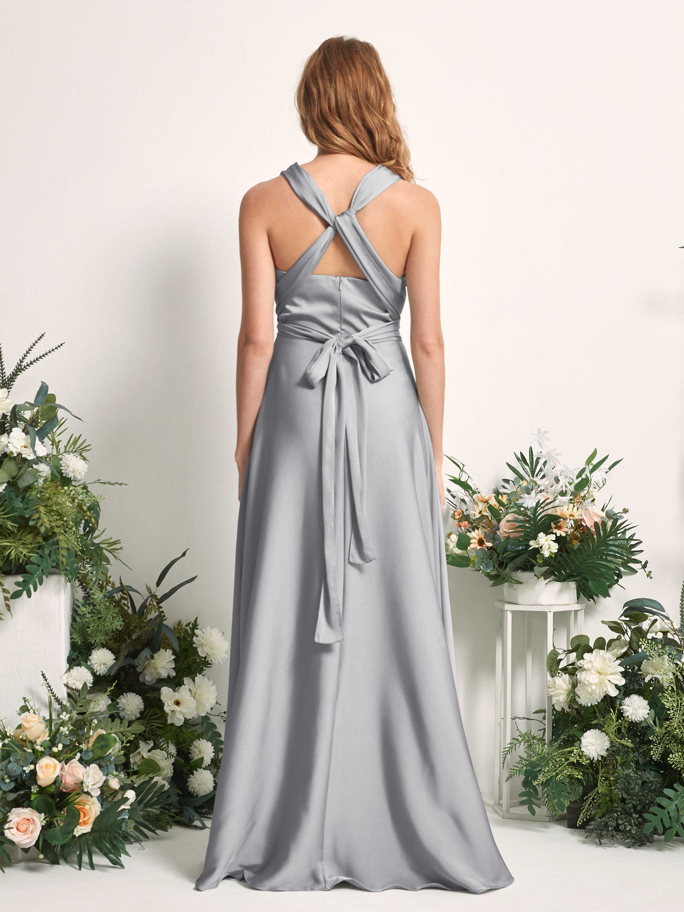 Carlyna Vestido línea A cuello de corazón hasta el suelo dama de honor Gris Paloma #color_gris-paloma