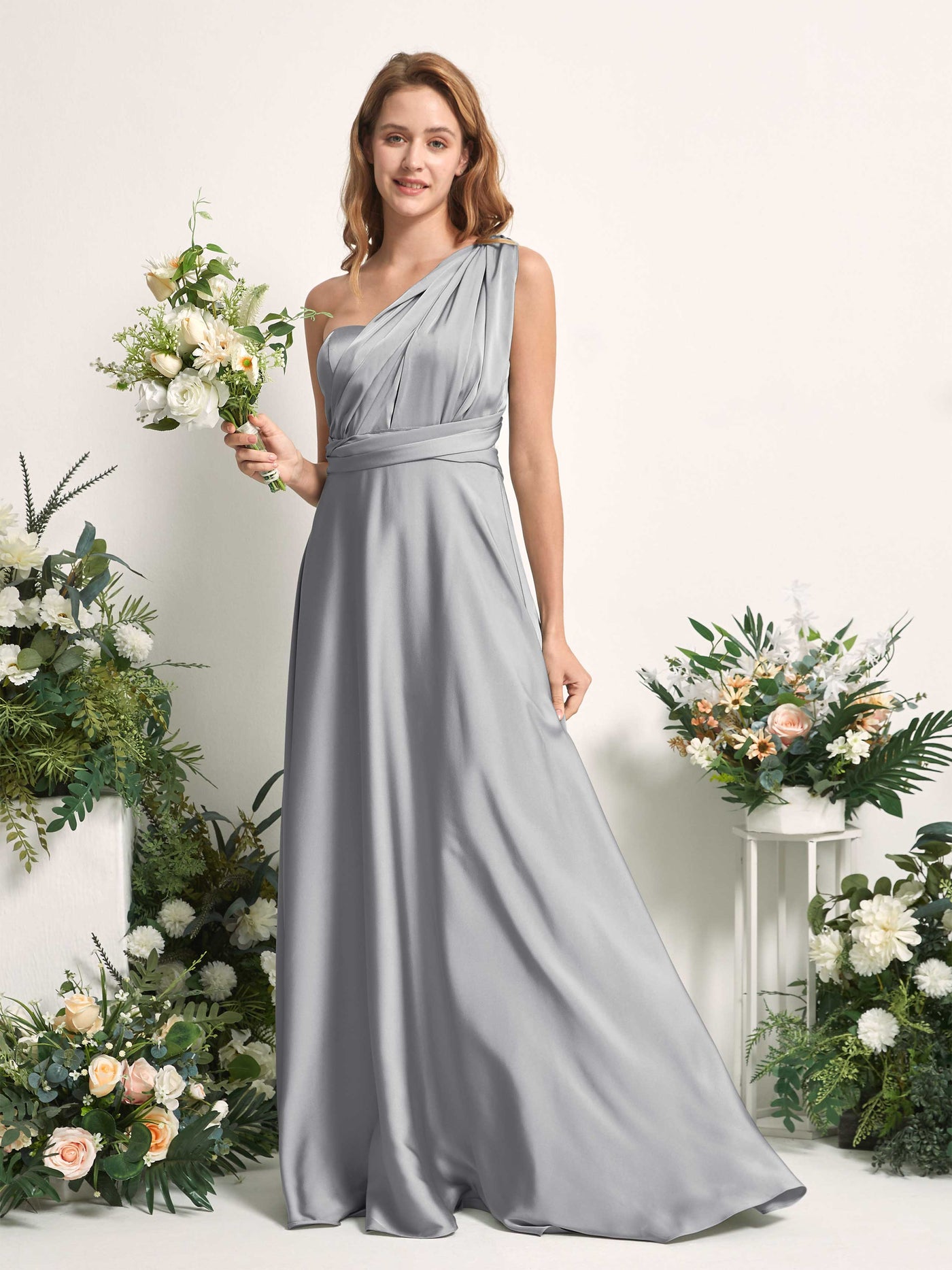 Carlyna Vestido línea A cuello de corazón hasta el suelo dama de honor Gris Paloma #color_gris-paloma