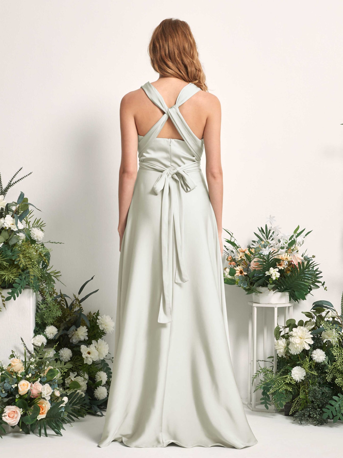 Carlyna Vestido línea A cuello de corazón hasta el suelo dama de honor Marfil #color_marfil
