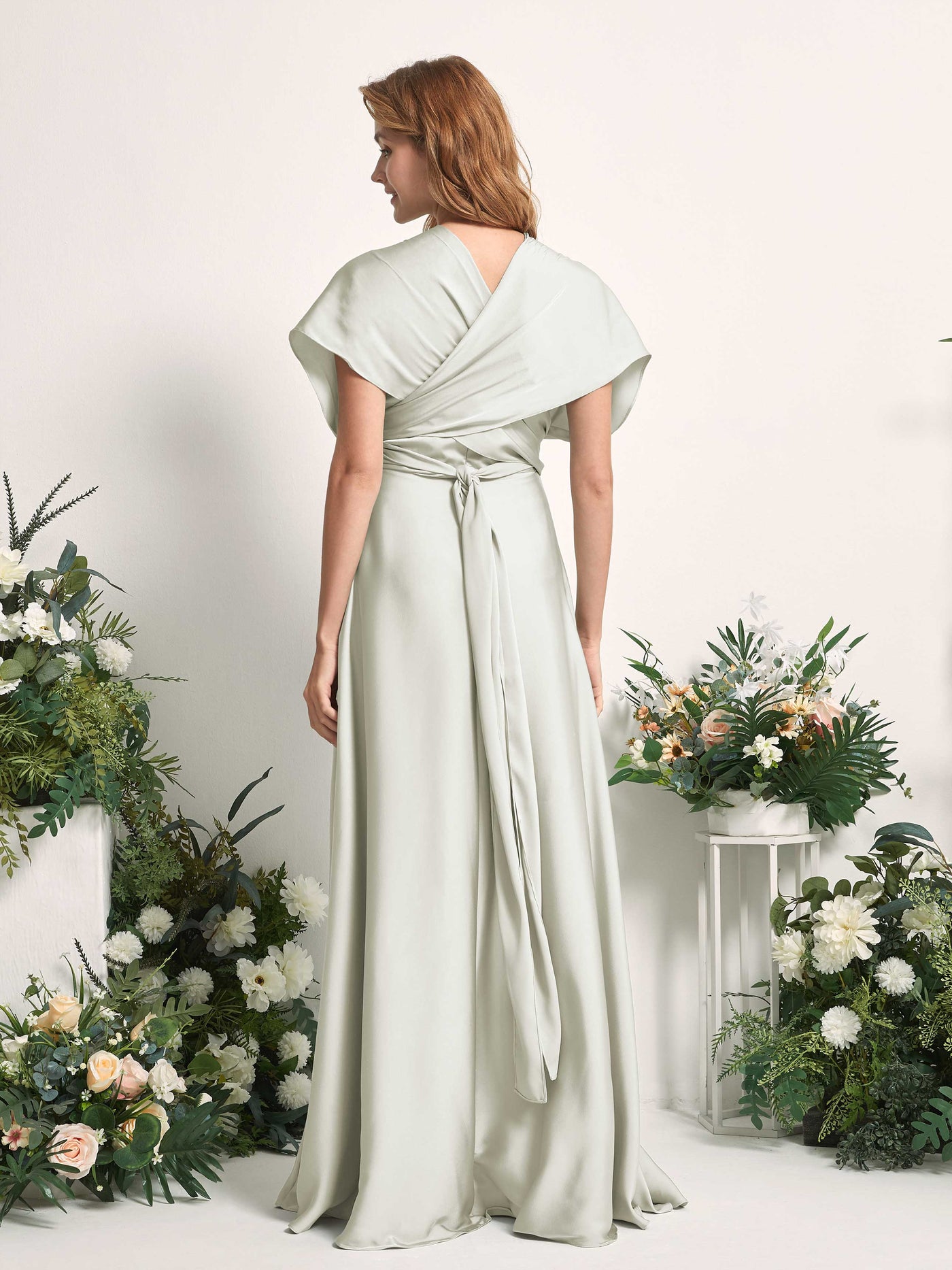 Carlyna Vestido línea A cuello de corazón hasta el suelo dama de honor Marfil #color_marfil