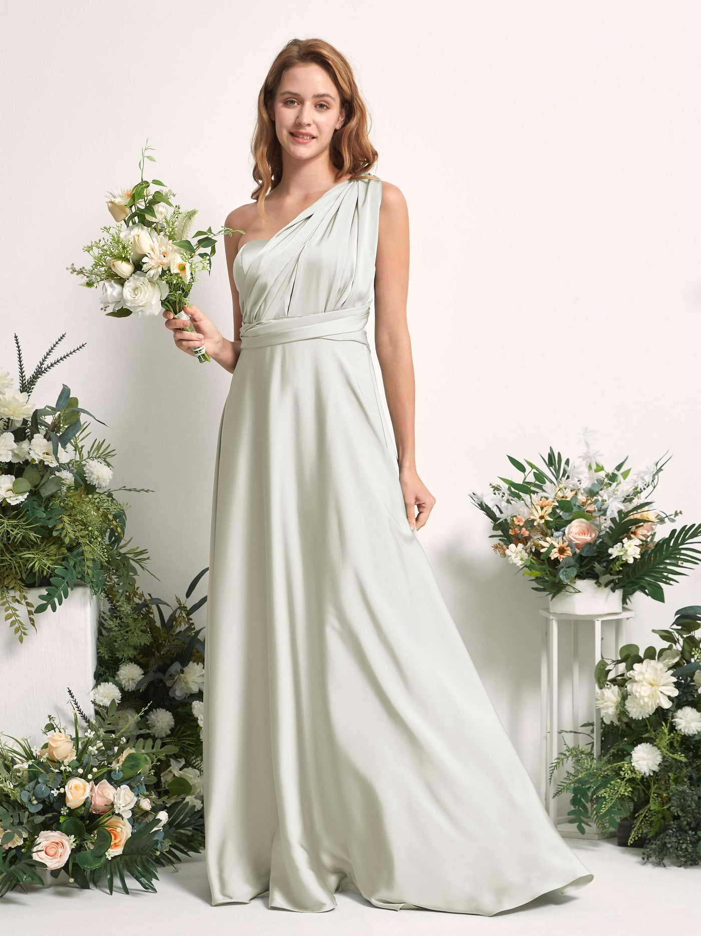Carlyna Vestido línea A cuello de corazón hasta el suelo dama de honor Marfil #color_marfil