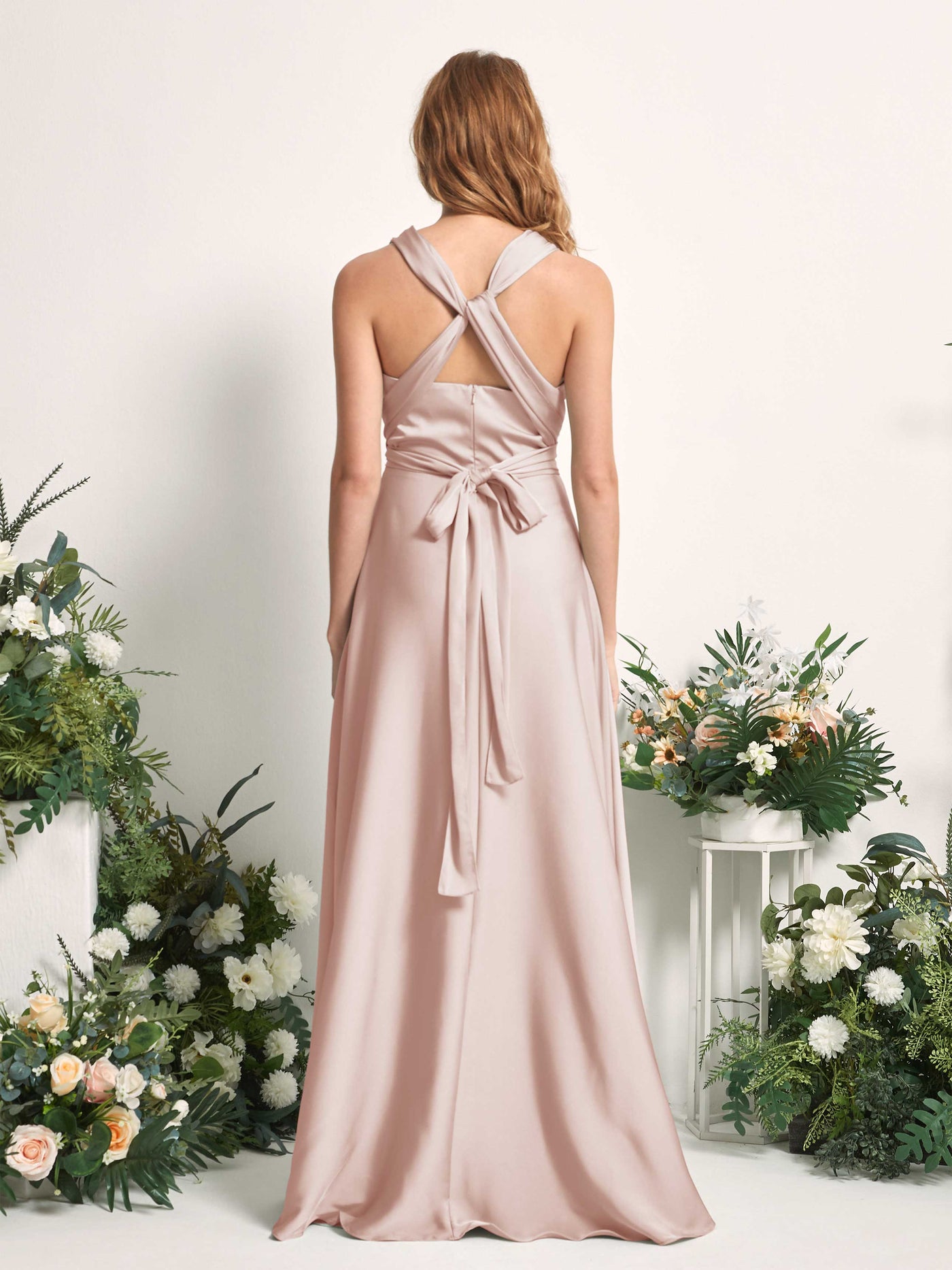 Carlyna Vestido línea A cuello de corazón hasta el suelo dama de honor Rosa Perla #color_rosa-perla