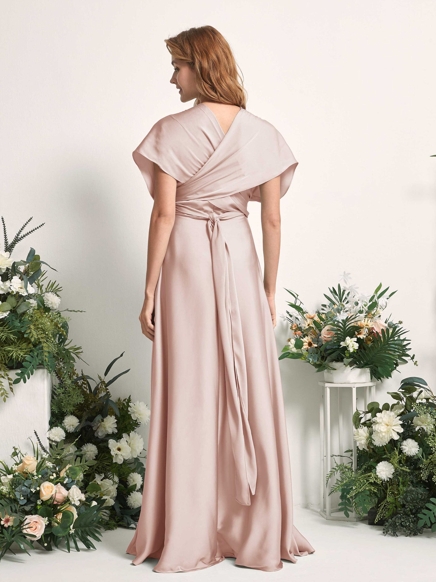 Carlyna Vestido línea A cuello de corazón hasta el suelo dama de honor Rosa Perla #color_rosa-perla