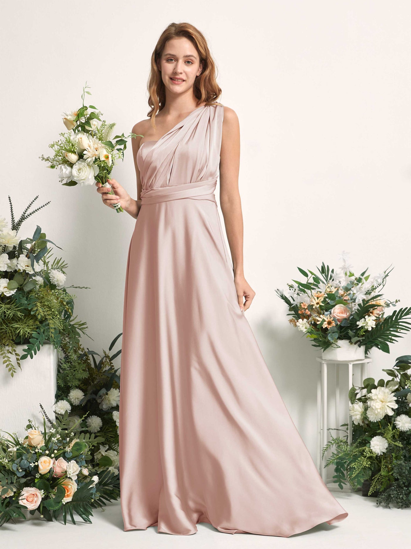 Carlyna Vestido línea A cuello de corazón hasta el suelo dama de honor Rosa Perla #color_rosa-perla