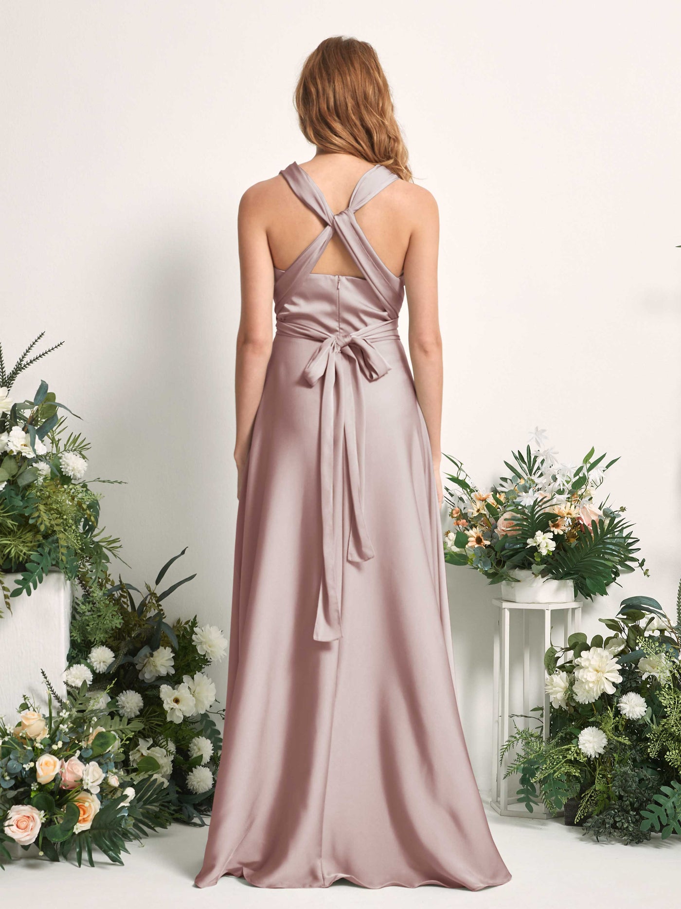 Carlyna Vestido línea A cuello de corazón hasta el suelo dama de honor Rosa Polvorienta #color_rosa-polvorienta