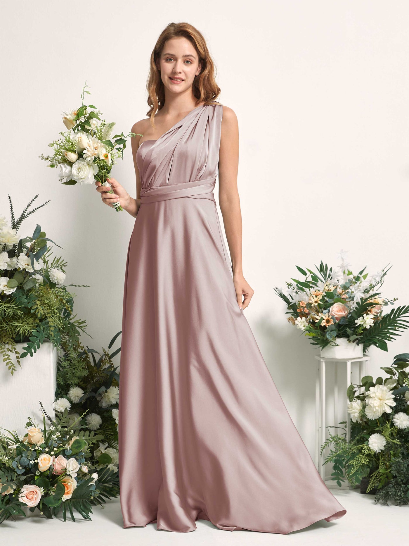 Carlyna Vestido línea A cuello de corazón hasta el suelo dama de honor Rosa Polvorienta #color_rosa-polvorienta