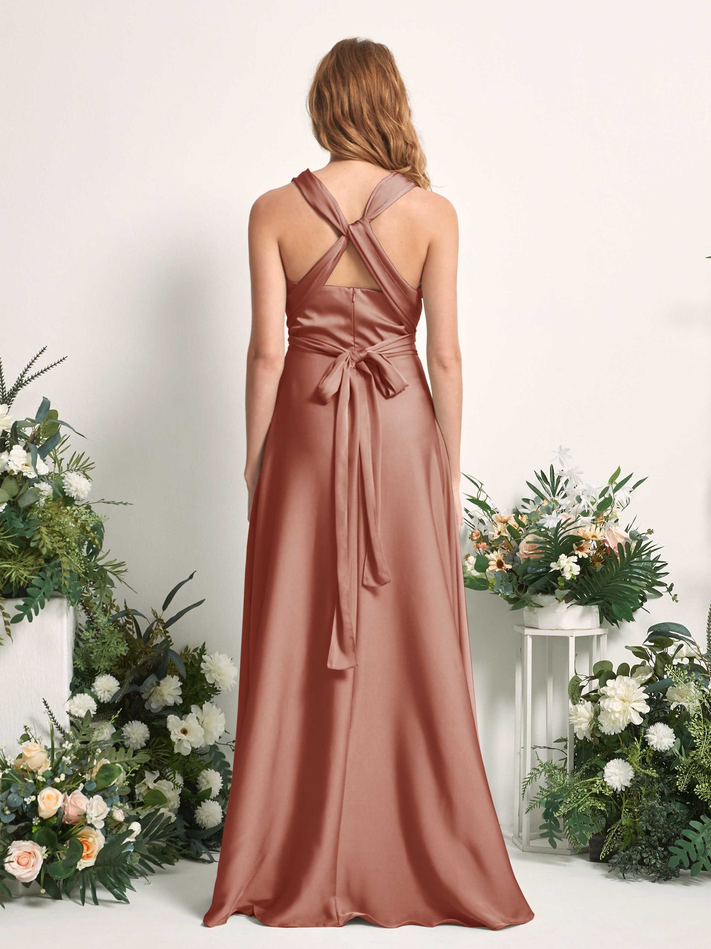 Carlyna Vestido línea A cuello de corazón hasta el suelo dama de honor Siena Natural #color_siena-natural