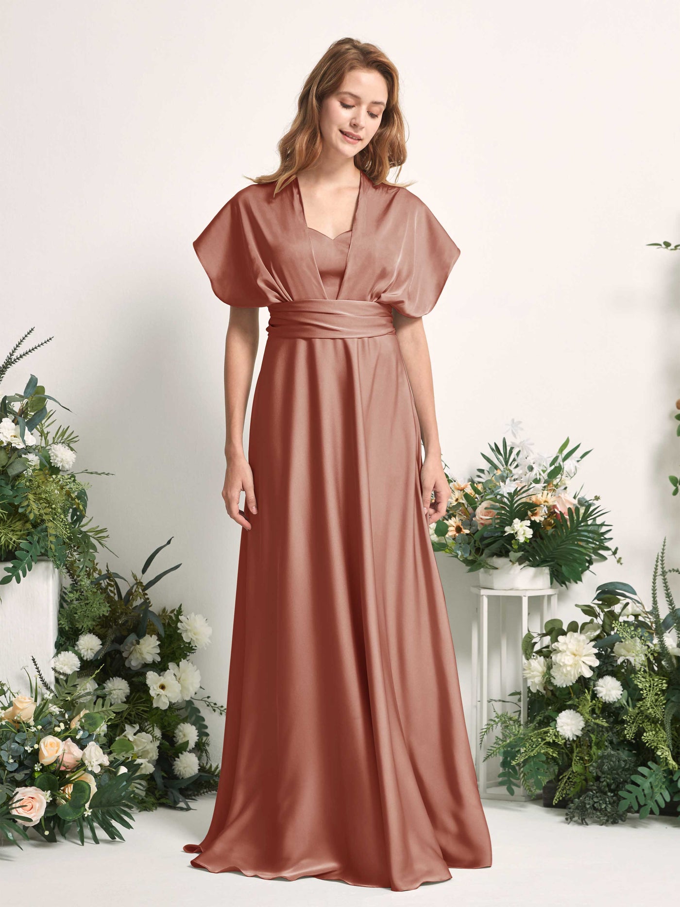 Carlyna Vestido línea A cuello de corazón hasta el suelo dama de honor Siena Natural #color_siena-natural