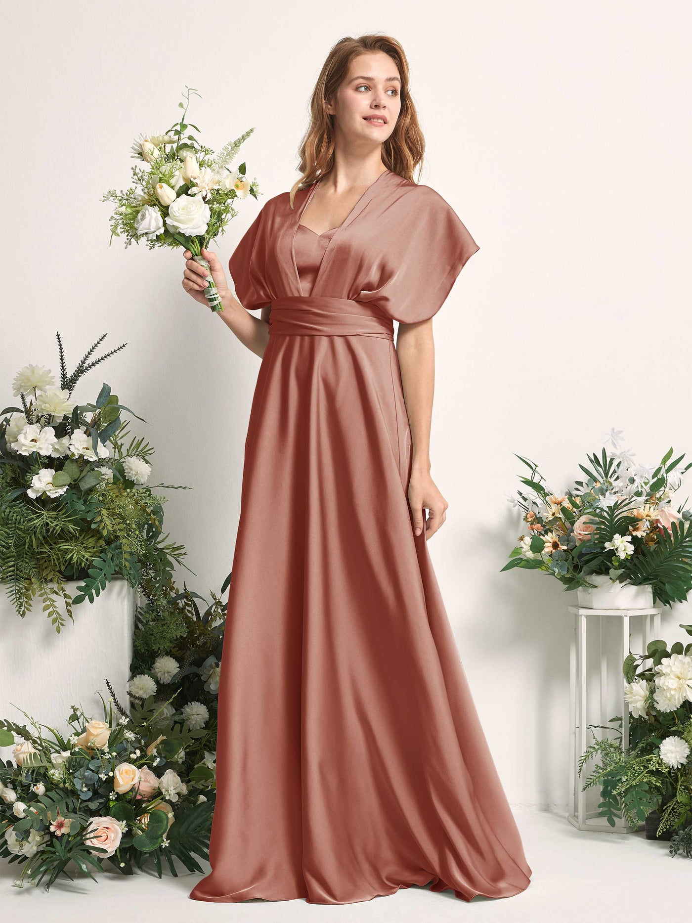 Carlyna Vestido línea A cuello de corazón hasta el suelo dama de honor Siena Natural #color_siena-natural