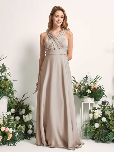 Carlyna Vestido línea A cuello de corazón hasta el suelo dama de honor Taupe #color_taupe