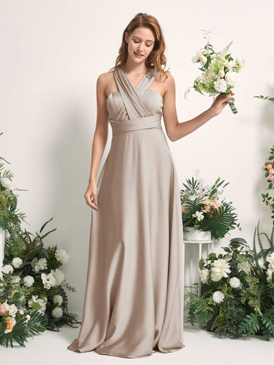 Carlyna Vestido línea A cuello de corazón hasta el suelo dama de honor Taupe #color_taupe