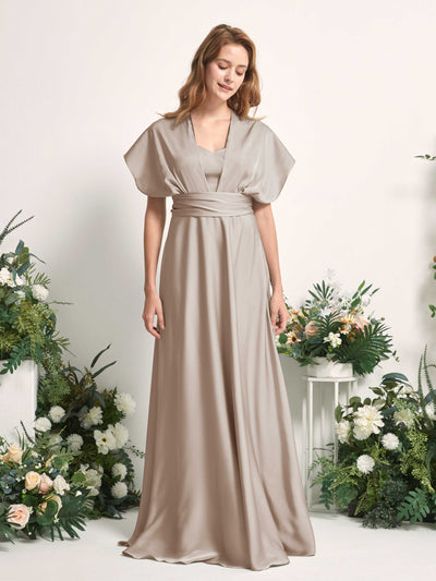 Carlyna Vestido línea A cuello de corazón hasta el suelo dama de honor Taupe #color_taupe