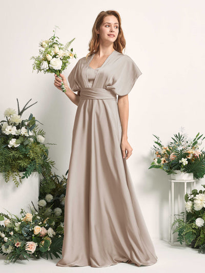 Carlyna Vestido línea A cuello de corazón hasta el suelo dama de honor Taupe #color_taupe