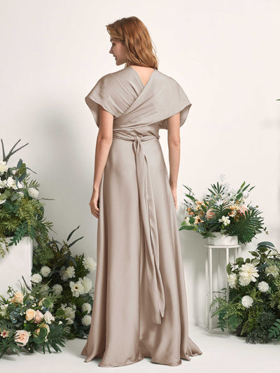 Carlyna Vestido línea A cuello de corazón hasta el suelo dama de honor Taupe #color_taupe