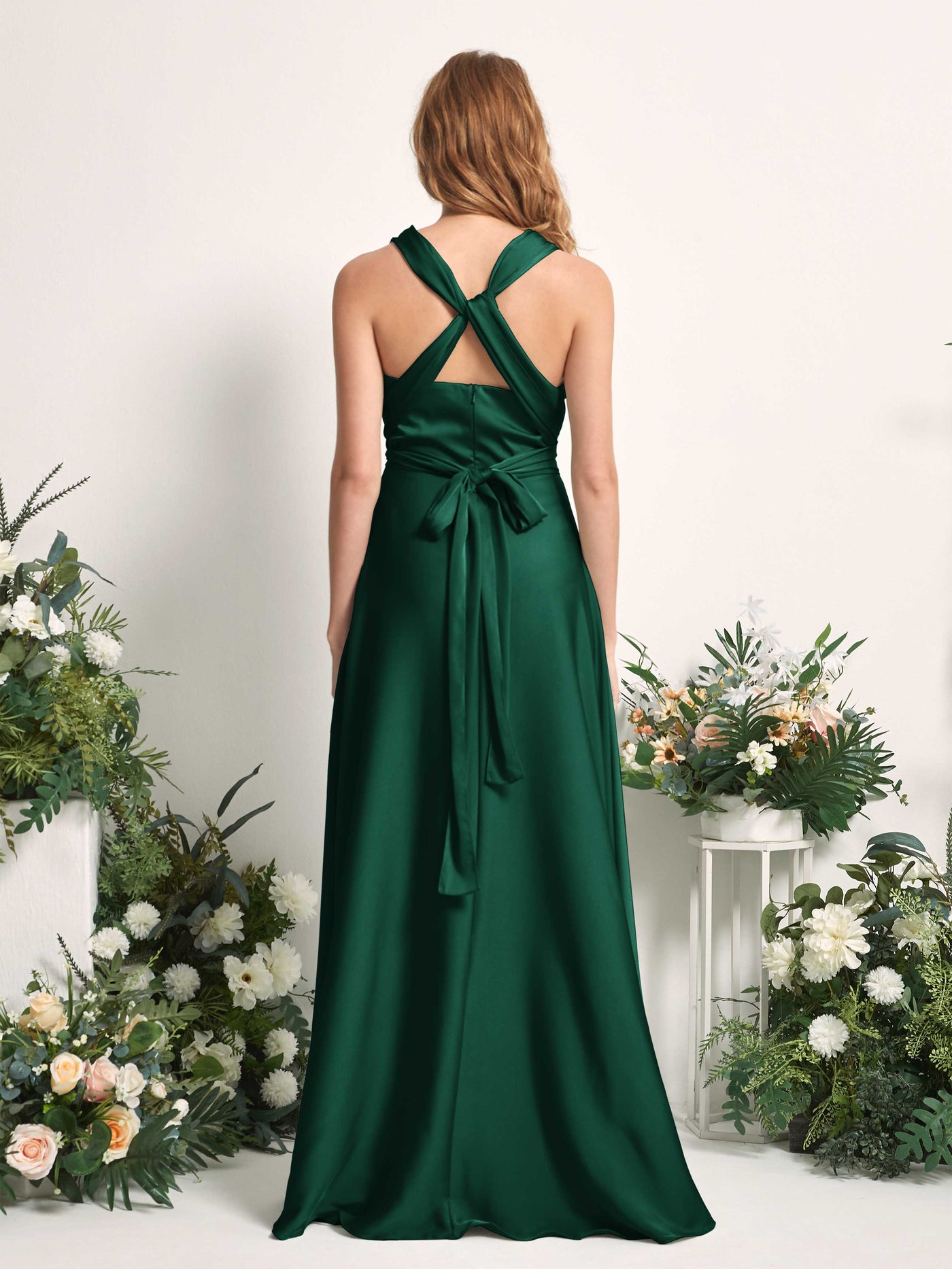 Carlyna Vestido línea A cuello de corazón hasta el suelo dama de honor Verde Militer #color_verde-militer