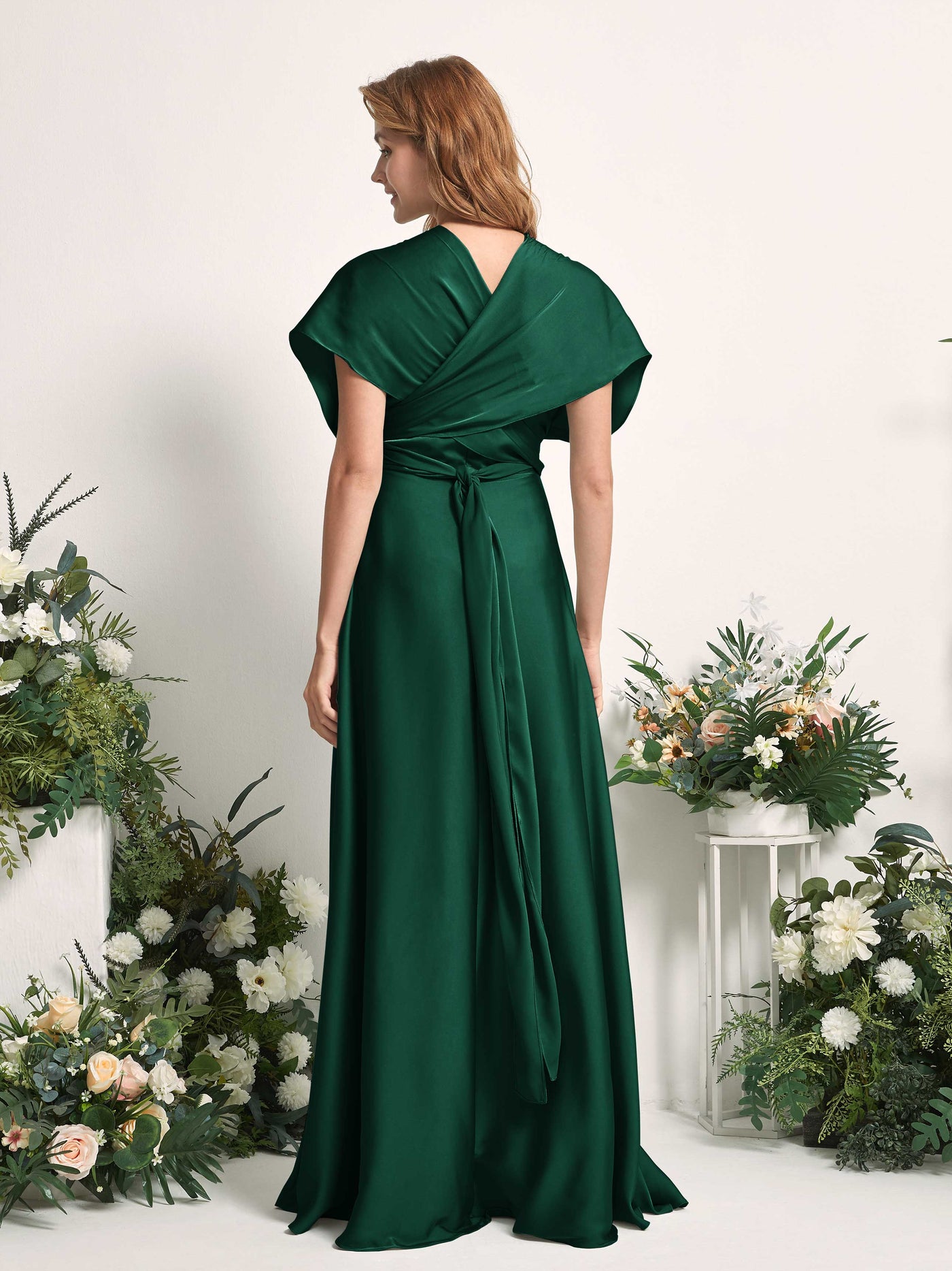Carlyna Vestido línea A cuello de corazón hasta el suelo dama de honor Verde Militer #color_verde-militer