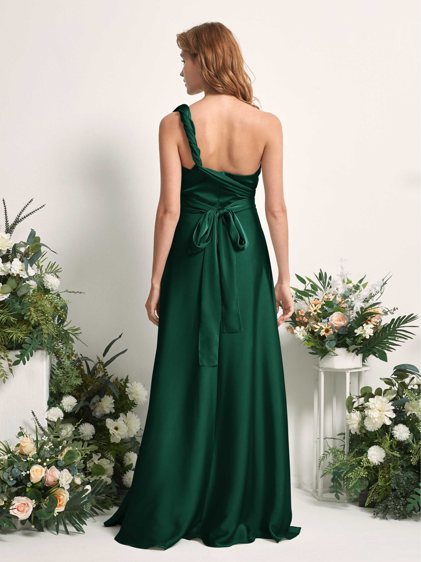 Carlyna Vestido línea A cuello de corazón hasta el suelo dama de honor Verde Militer #color_verde-militer