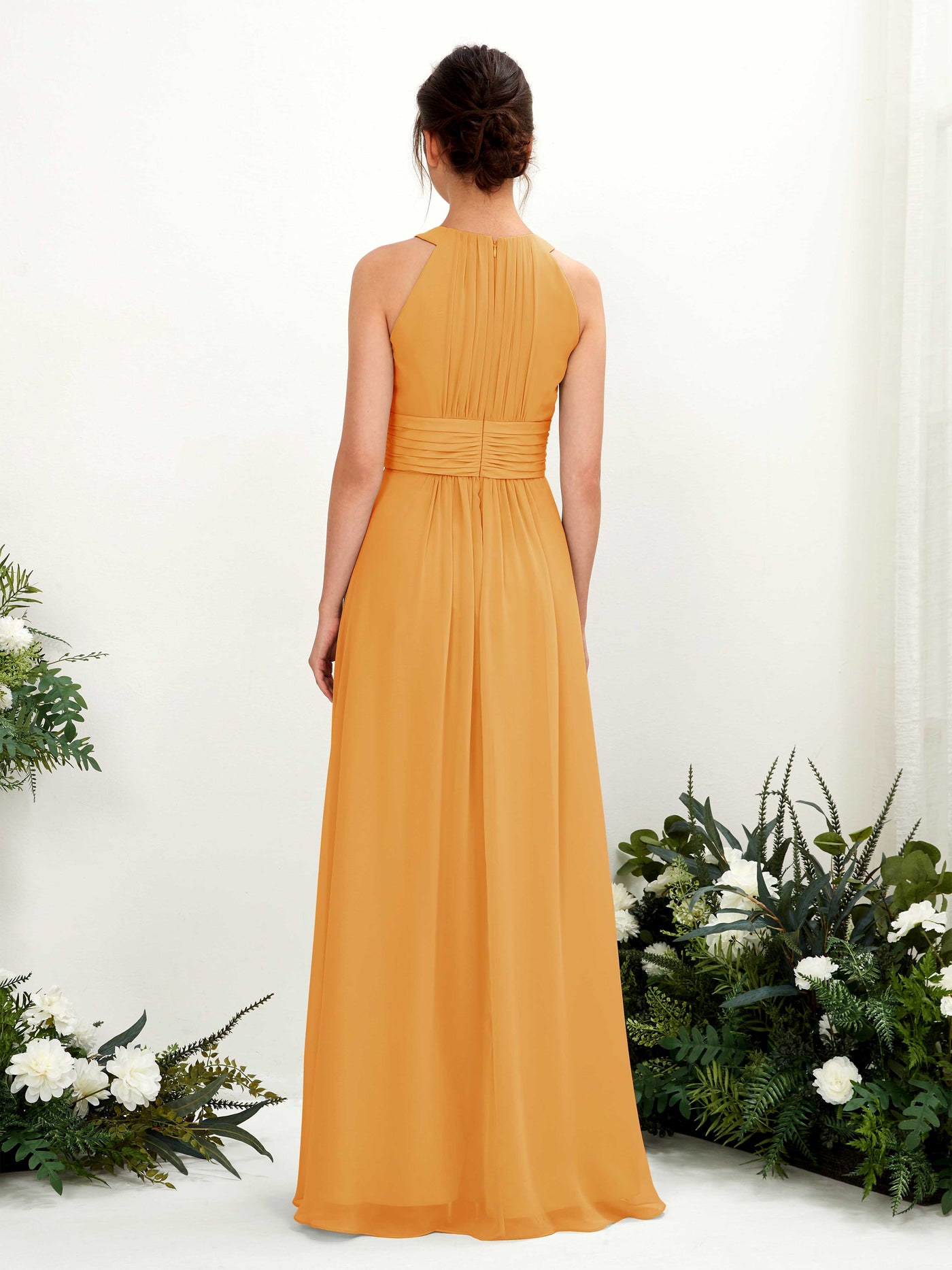 Carlyna Vestido línea A cuello redondo hasta el suelo fruncido dama de honor Mango #color_mango