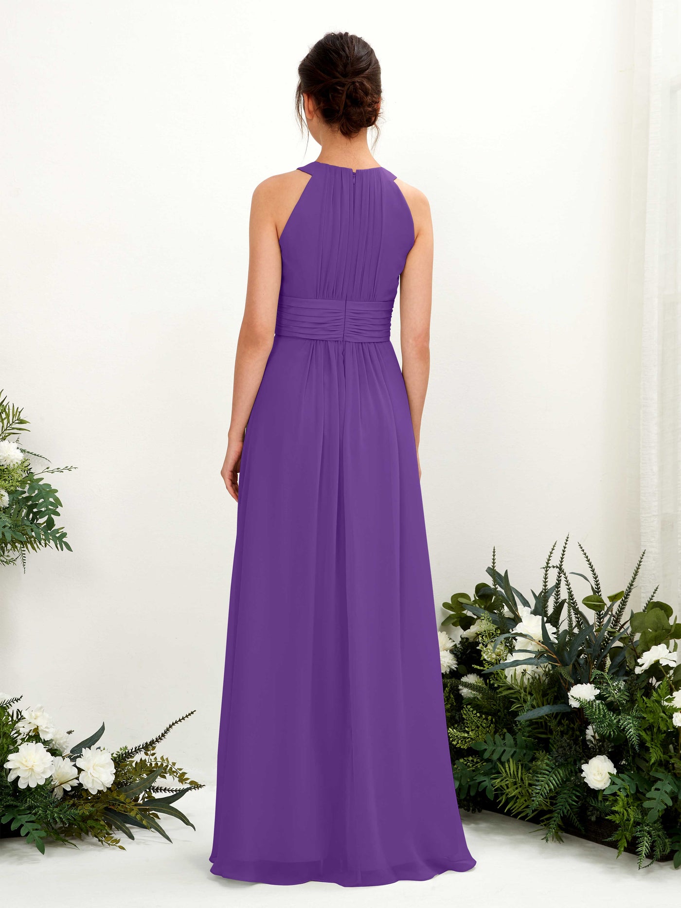 Carlyna Vestido línea A cuello redondo hasta el suelo fruncido dama de honor Regencia #color_regencia
