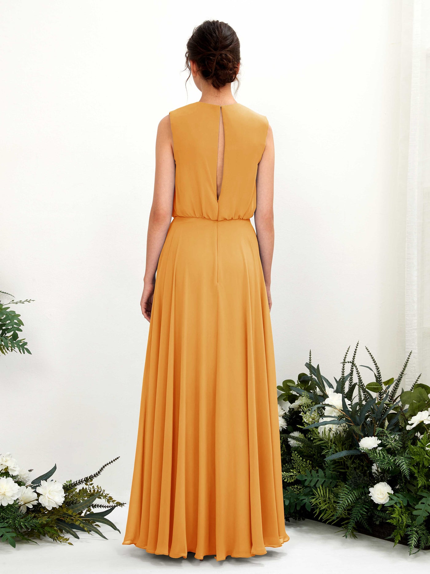 Carlyna Vestido línea A cuello redondo hasta el suelo gasa dama de honor Mango #color_mango