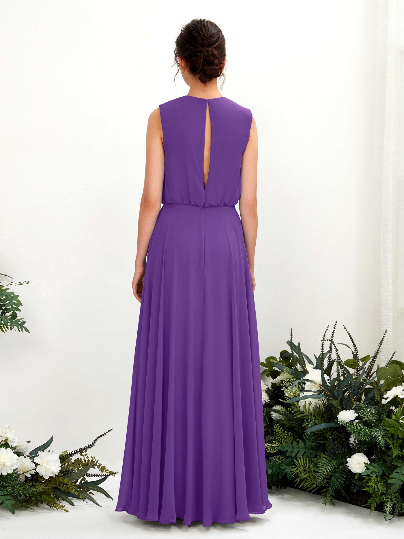 Carlyna Vestido línea A cuello redondo hasta el suelo gasa dama de honor Regencia #color_regencia