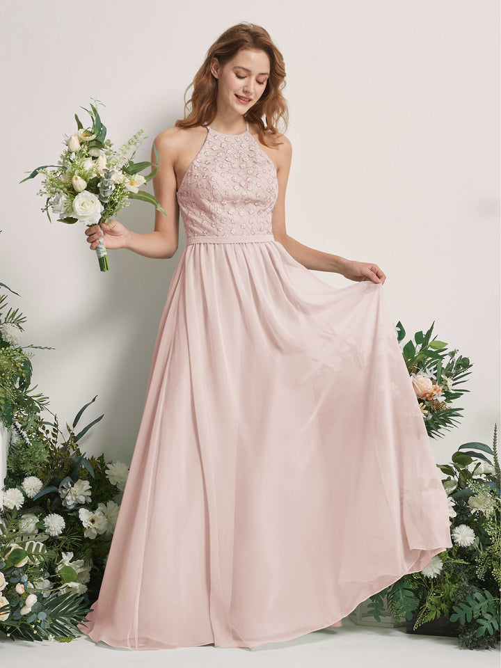 Carlyna Vestido línea A cuello redondo hasta el suelo vestidos de dama de honor Biscotti 