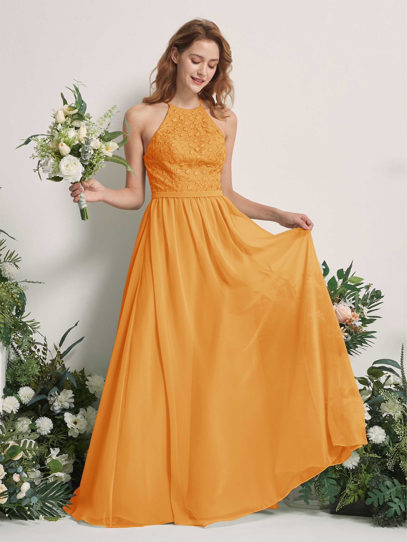 Carlyna Vestido línea A cuello redondo hasta el suelo vestidos de dama de honor Mango #color_mango