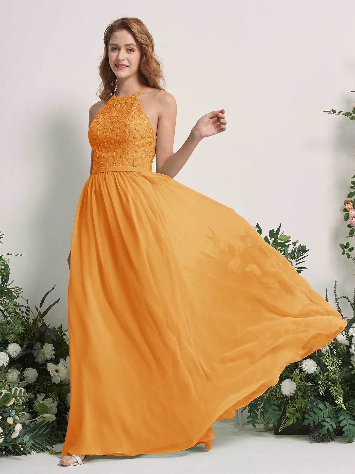 Carlyna Vestido línea A cuello redondo hasta el suelo vestidos de dama de honor Mango #color_mango