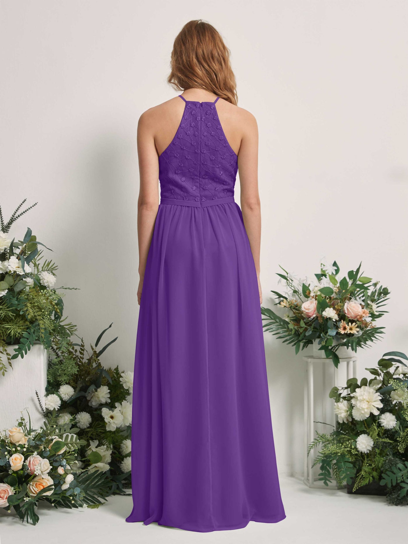 Carlyna Vestido línea A cuello redondo hasta el suelo vestidos de dama de honor Regencia #color_regencia