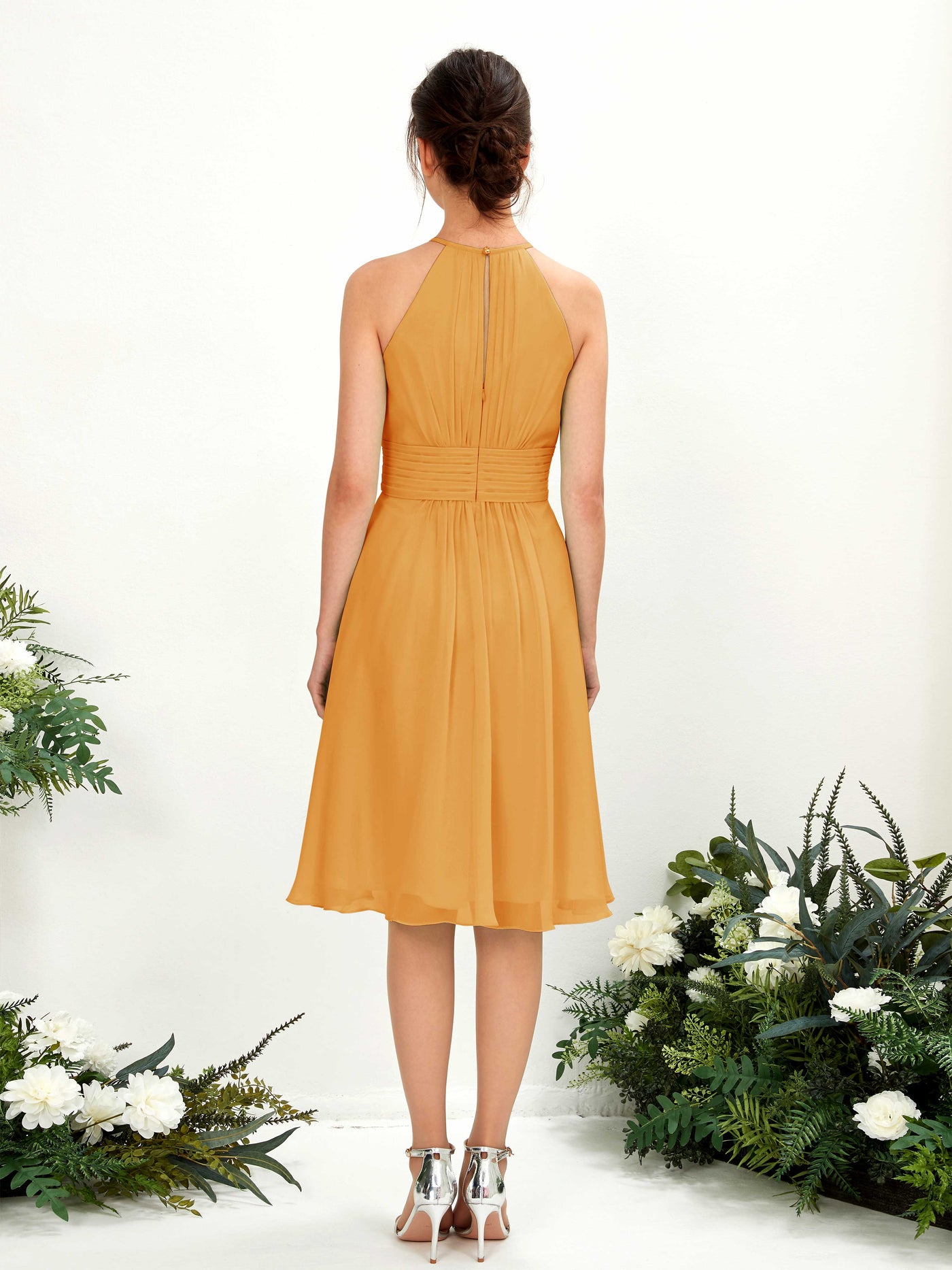 Carlyna Vestido línea A cuello redondo hasta la rodilla gasa dama de honor Mango #color_mango