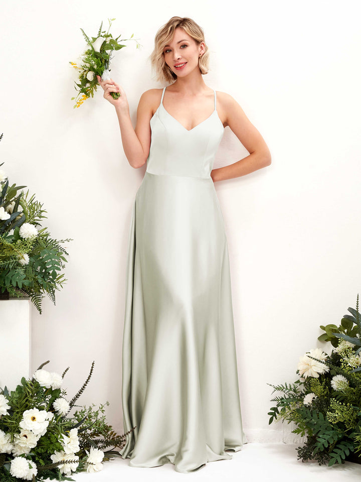 Carlyna Vestido línea A escote en V hasta el suelo dama de honor Marfil 