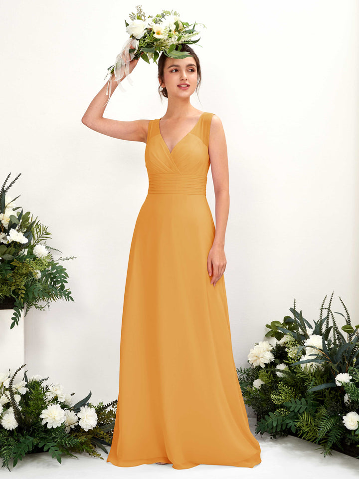 Carlyna Vestido línea A escote en V hasta el suelo vestido de dama de honor Mango 