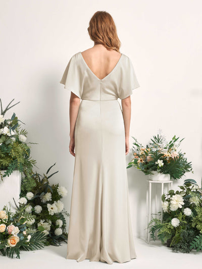 Carlyna Vestido línea A escote en V manga con vuelo hasta el suelo dama de honor Champán #color_champ-n