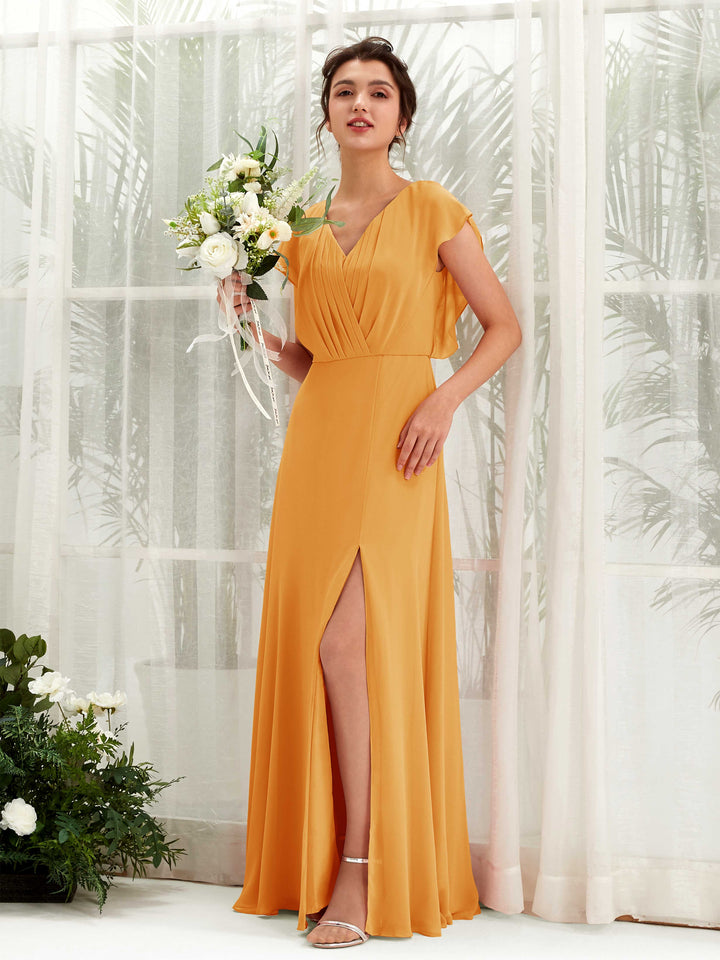 Carlyna Vestido línea A escote en V mangas con vuelo hasta el suelo dama de honor Mango 