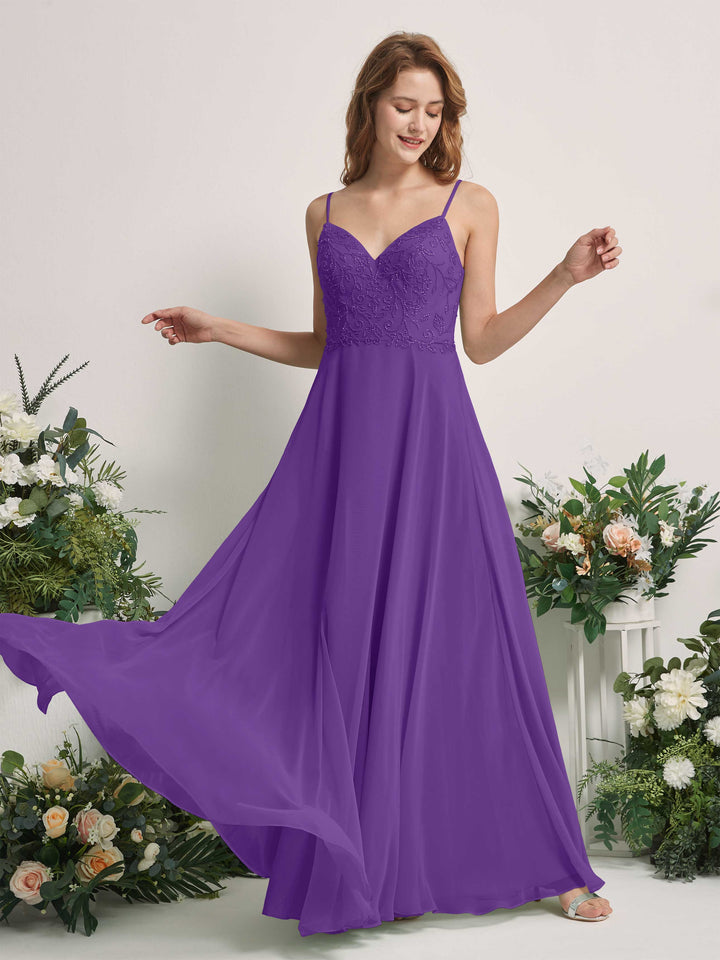 Carlyna Vestido línea A Escote en V Tirantes finos Hasta el suelo Dama de honor Regencia 