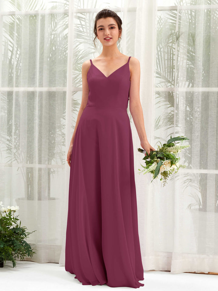 Carlyna Vestido línea A escote en V tirantes finos vestido dama de honor Chianti 