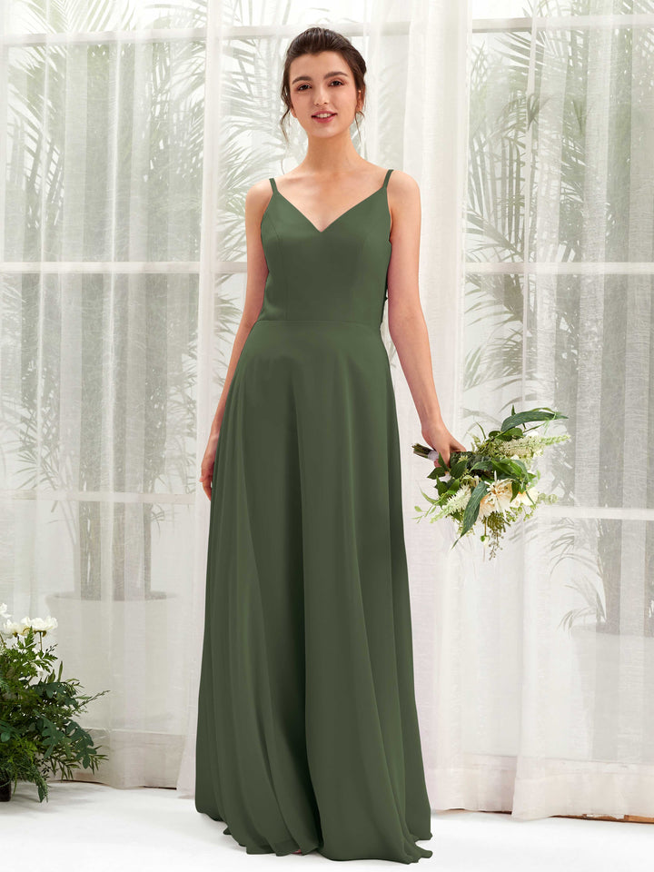 Carlyna Vestido línea A escote en V tirantes finos vestido dama de honor Oliva Martini 