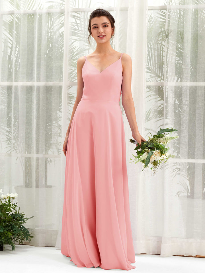 Carlyna Vestido línea A escote en V tirantes finos vestido dama de honor Rosa Ballet 