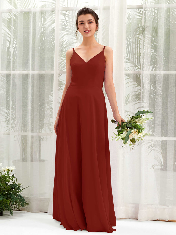 Carlyna Vestido línea A escote en V tirantes finos vestido dama de honor Óxido 