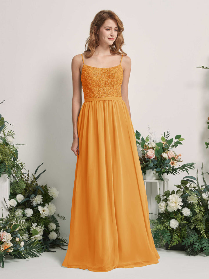 Carlyna Vestido Línea A Escote redondo Largo Gasa Vestidos de dama de honor Mango 