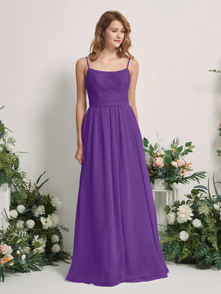 Carlyna Vestido Línea A Escote redondo Largo Gasa Vestidos de dama de honor Regencia 