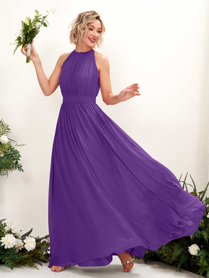 Carlyna Vestido Línea A Hasta el suelo Cuello redondo Gasa Vestidos de dama de honor Regencia 