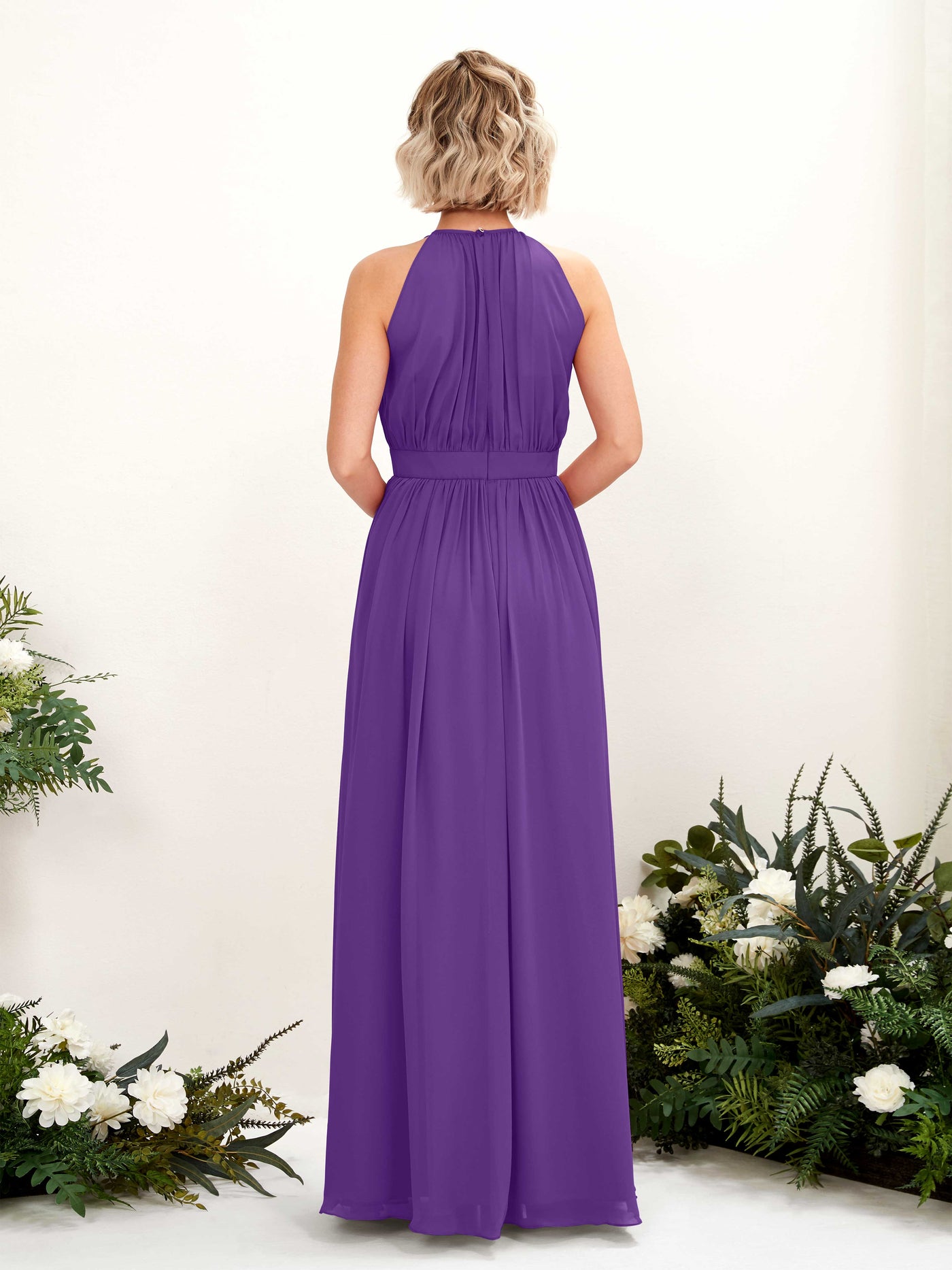 Carlyna Vestido Línea A Hasta el suelo Cuello redondo Gasa Vestidos de dama de honor Regencia #color_regencia