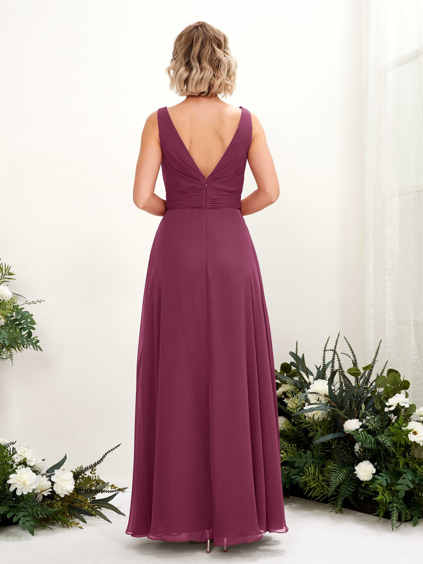 Carlyna Vestido línea A hasta el suelo escote bandeja dama de honor Chianti #color_chianti