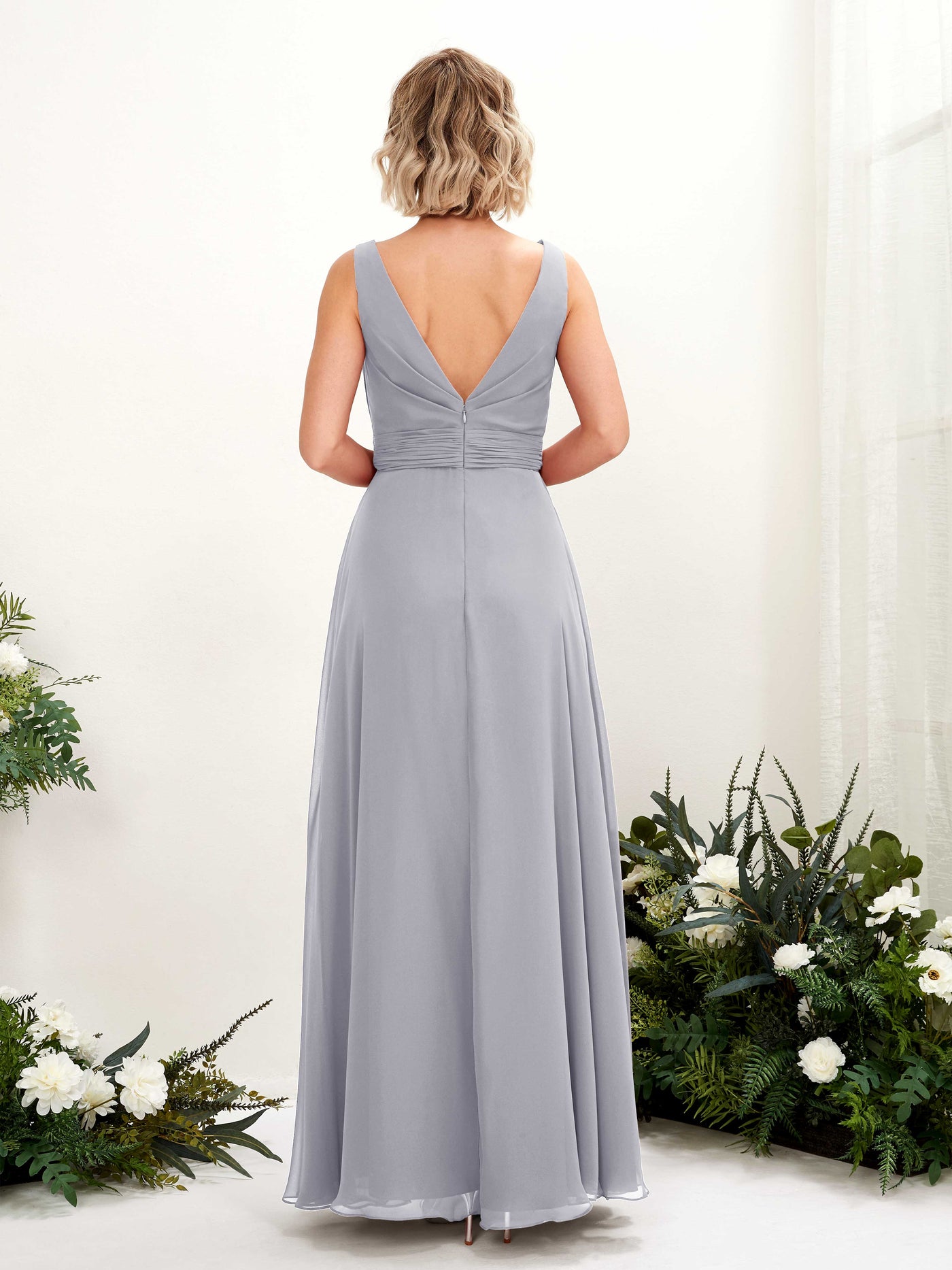 Carlyna Vestido línea A hasta el suelo escote bandeja dama de honor Lavanda Viejo #color_lavanda-viejo