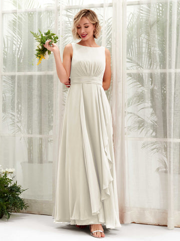 Carlyna Vestido línea A hasta el suelo escote bandeja dama de honor Marfil #color_marfil